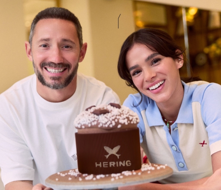 Embaixadora da Hering, Bruna Marquezine e o chef confeiteiro francês Cédric Grolet / foto: reprodução